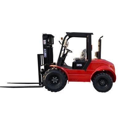 Ltmg 3ton 3.5ton Fdr30 Rough Terrain Forklift off Road Forklift with 4WD 4 Wheel Drive