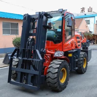 Multi-Purpose 3 Ton off-Road Diesel Forklift for Sale Outdoor Use