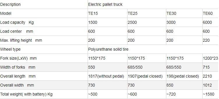 3ton Automatic Electric Pallet Jack with Customized Forks Length