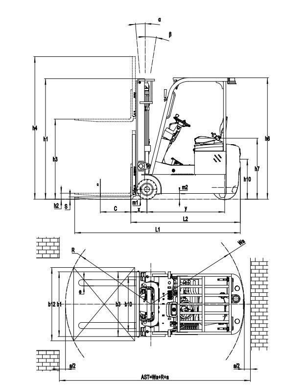 1.5 T Three Wheel Electric Forklift