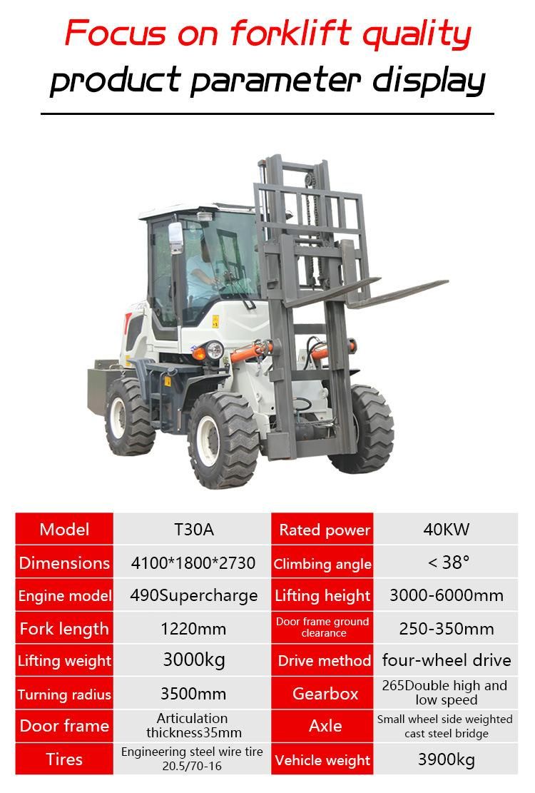 Shanding off-Road Forklift 3ton 3 Meters Lefting High at Low Price