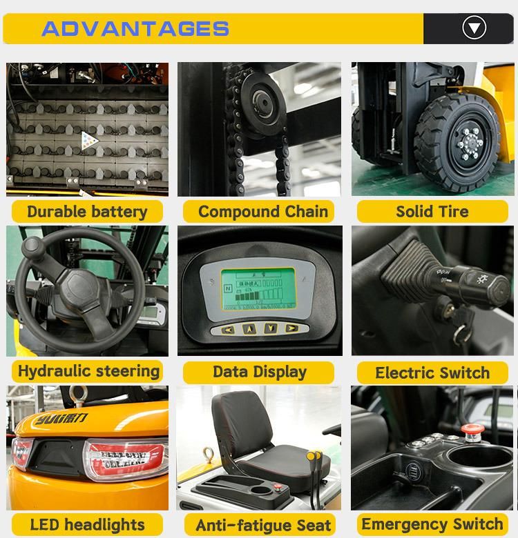 1 Ton 1.5 Ton 2 Ton 3 Ton Battery 48V Battery Operated Electric Forklift