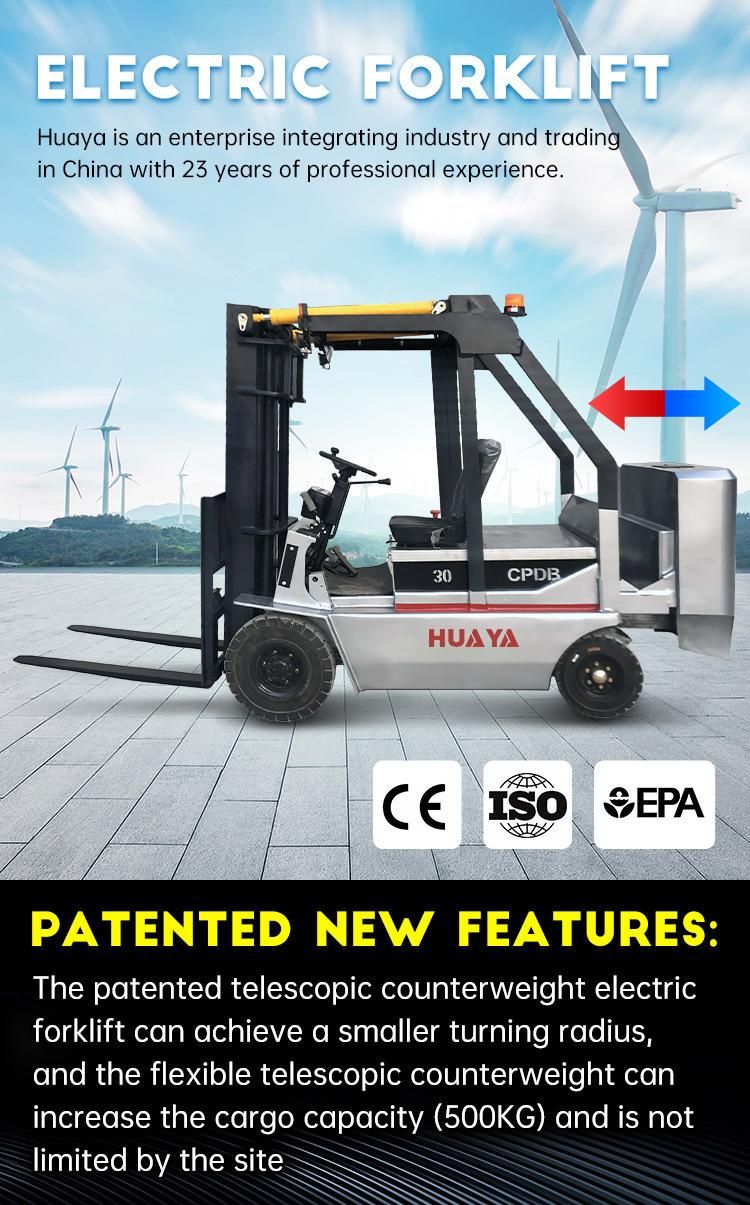 New Huaya China Prices 3t Mini 2.5 Ton Electric Forklift Price ODM