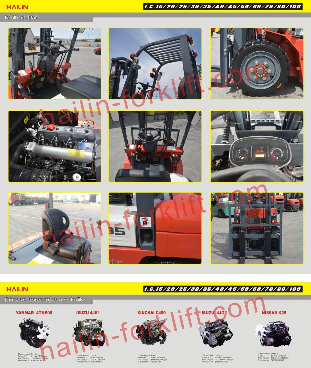 Hailin 3.0ton/3000kgs Diesel/Gas/LPG Forklift 3m/4.5m/5m/6m Lifting Height, with Japanese Isuzu/Nissan/Mitsubishi Engine, with Side Shift, Cabin, Triplex Mast