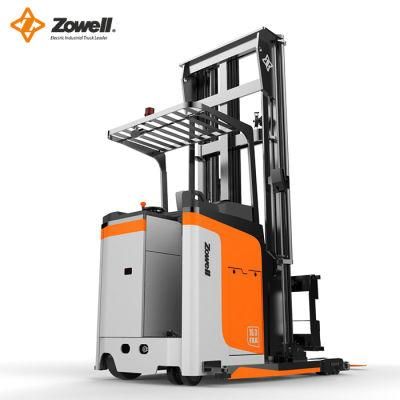 Manufacture 1.2t Standing-Operated Narrow Aisle Truck Three Way Pallet Trucks Man-Down Vna Forklift Vda12