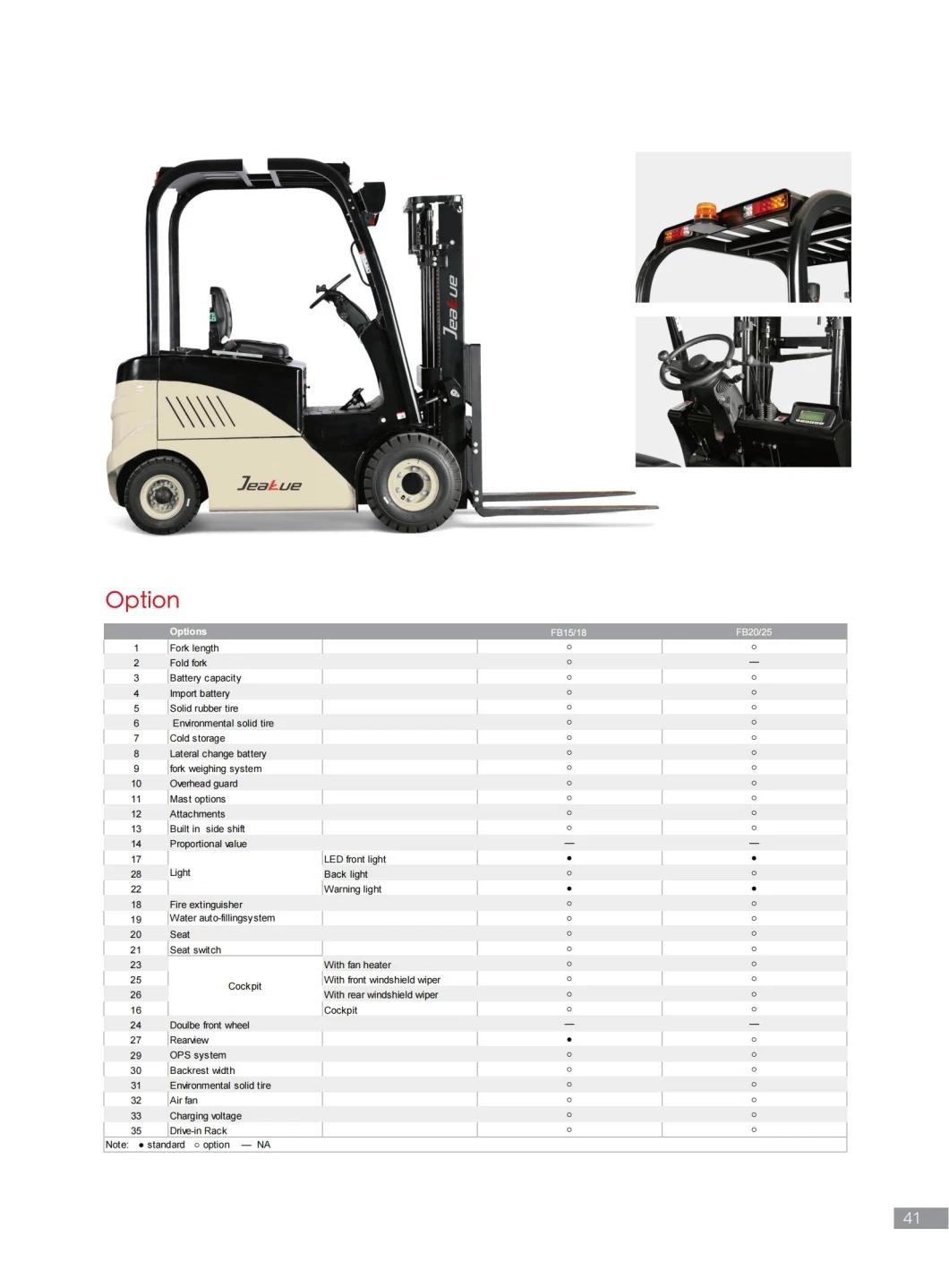 2000kg 2.0ton Capacity Heavy Duty Hydraulic Electric Lifting Forklift Truck with Full-AC Motor