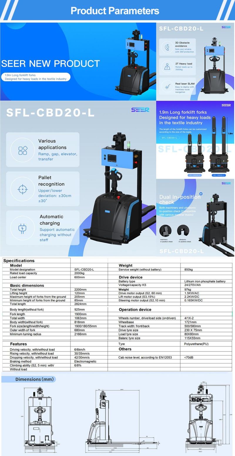 Electrical Automatic Stacker Forklift Agv Working 24 Hours by Optimizing Automatic Charging