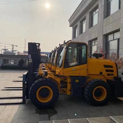 Low Price Construction Site Solid Tire 5 Tons Forklift 3m 6m Rough Terrain 4WD