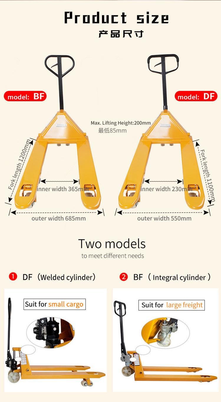 New 24-hour online service hand lift 2.5 ton hydraulic pallet fork