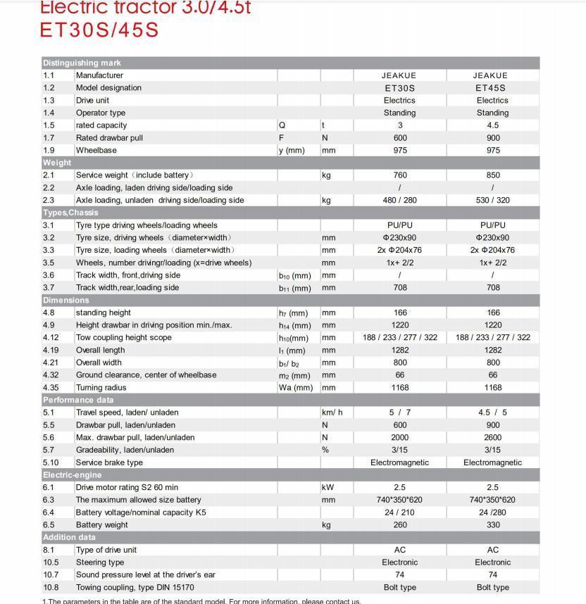 Electric 4.5 T First Class Towing Tractor