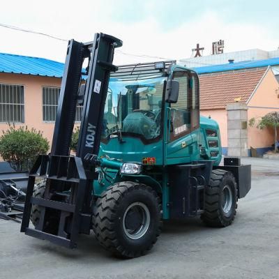 Multifunctional 4X4 Diesel Rough Terrain Forklift 4 Ton Outdoor Use