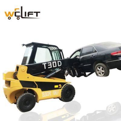 3t Small T30d Telescopic Forklift 2WD Telehandler Manufacture with Loader Bucket