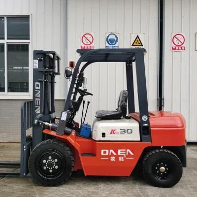 3/3.5 Ton Hot Sale Diesel Forklift High Quality 3 Meters Lifting Height 4 Wheels Diesel Fork Lift