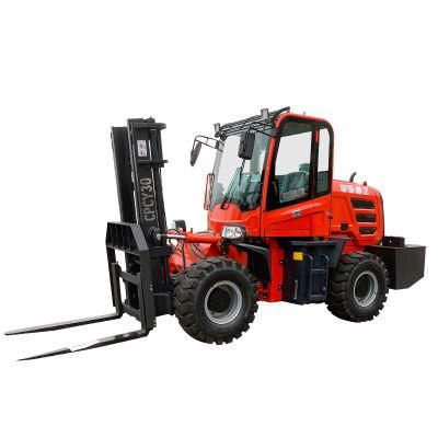 Hot China 2022 Huaya All Rough Articulated Terrain off Road Forklift FT4*4D