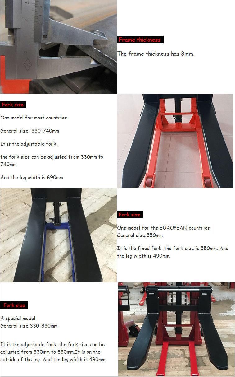 Hydraulic Hand Forklift Stacker with Foot Pedal for Lifting Manual Stacker