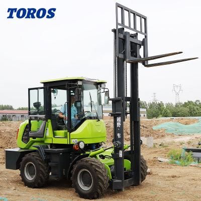 China 4 Wheel Drive Diesel Forklift Price 3 Ton All Terrain Forklift for Cheap Forklifts