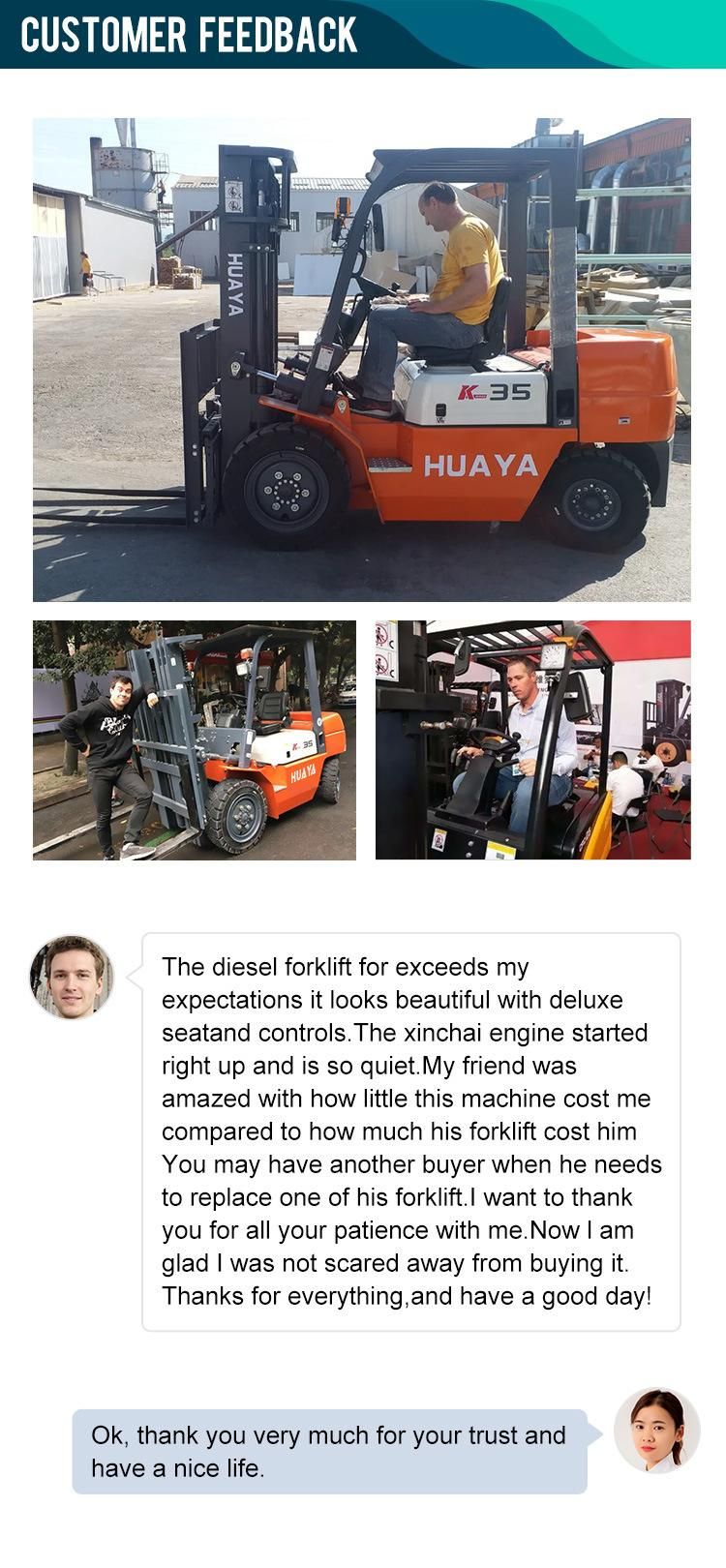 Huaya Multi Functional Mini China Forklift for Manufacturer Construction 2000-10000kg Four Wheel Balance Heavy Diesel/Gas /LPG/Electric Forklift with CE ISO9001