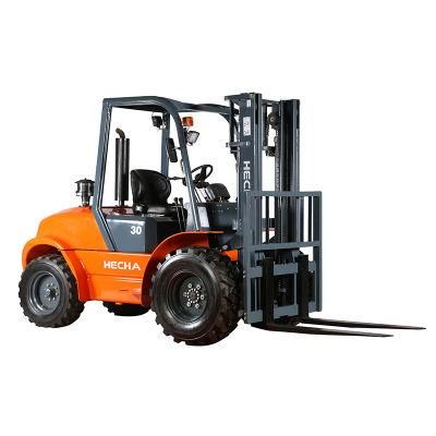 Certified Diesel 3.5 Ton All Rough Terrain Forklift with A/C Cab, off Road Tires