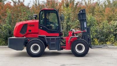 Diesel 3000~5000mm Tder Nude Packing, Fixed in Container Terrain 4WD Forklift