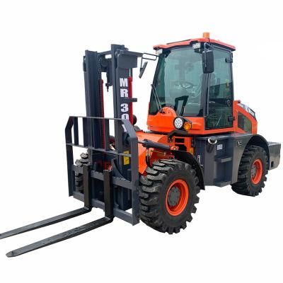 Chinese 3 Ton Mr30y Rough Terrain Forklift Truck with Bucket