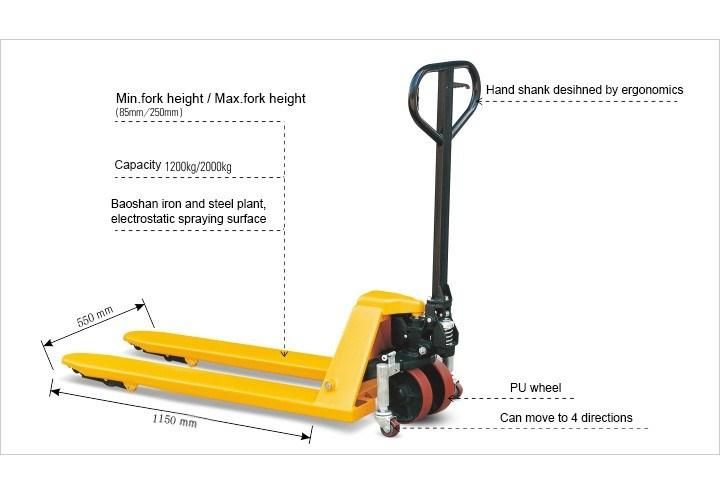 2000kg Montacarga Manual 2500kg Hand Pallet Truck 3000kg Anual Forklift