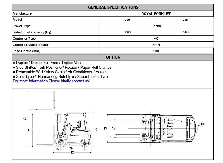 3.5t Battery Forklift Truck From China