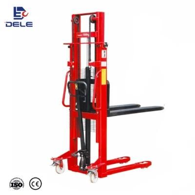 China Factory Hydraulic Lifting Forklift Manual Fork Hand Stacker