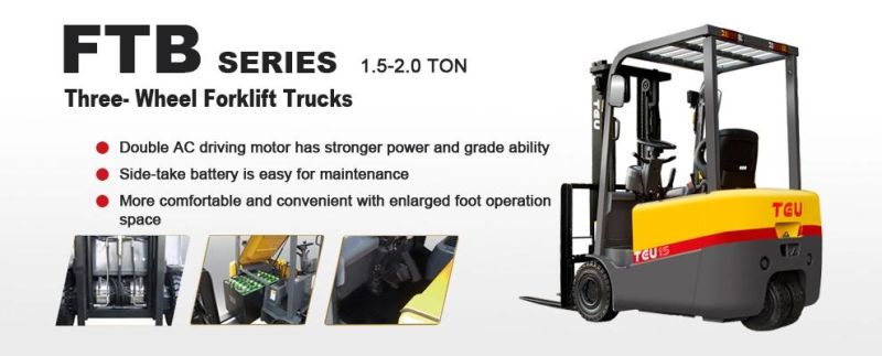 1.5-2.0 Ton Electric 3 Three-Wheel Battery Reach Diesel Forklift Truck