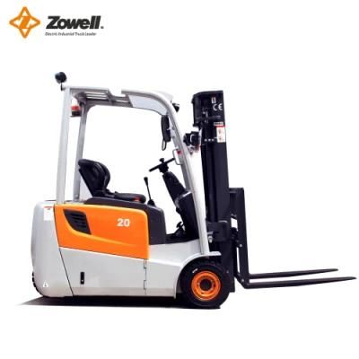 Zowell 1.6ton 2ton Electric Mini 3-Wheel Counterbalanced Forklift with Lithium Battery Pneumatic/Solid/Non-Marking Tyres Side Shift