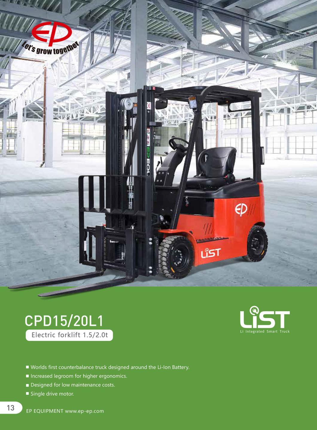 1.5t Low Maintenance Costs Designed Li-ion Battery Electric Forklift