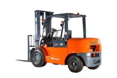 Hecha 5 Ton Diesel Forklift for Container Using with 3 Stages 4.5m Mast