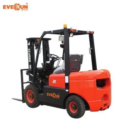 Factory Price Everun Chinese 2.5ton Erdf25 New Industrial Wheel Forklift