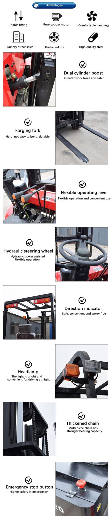 Hydraulic Wheel Battery Electric Forklift Manufacturer Low Price Wholesale