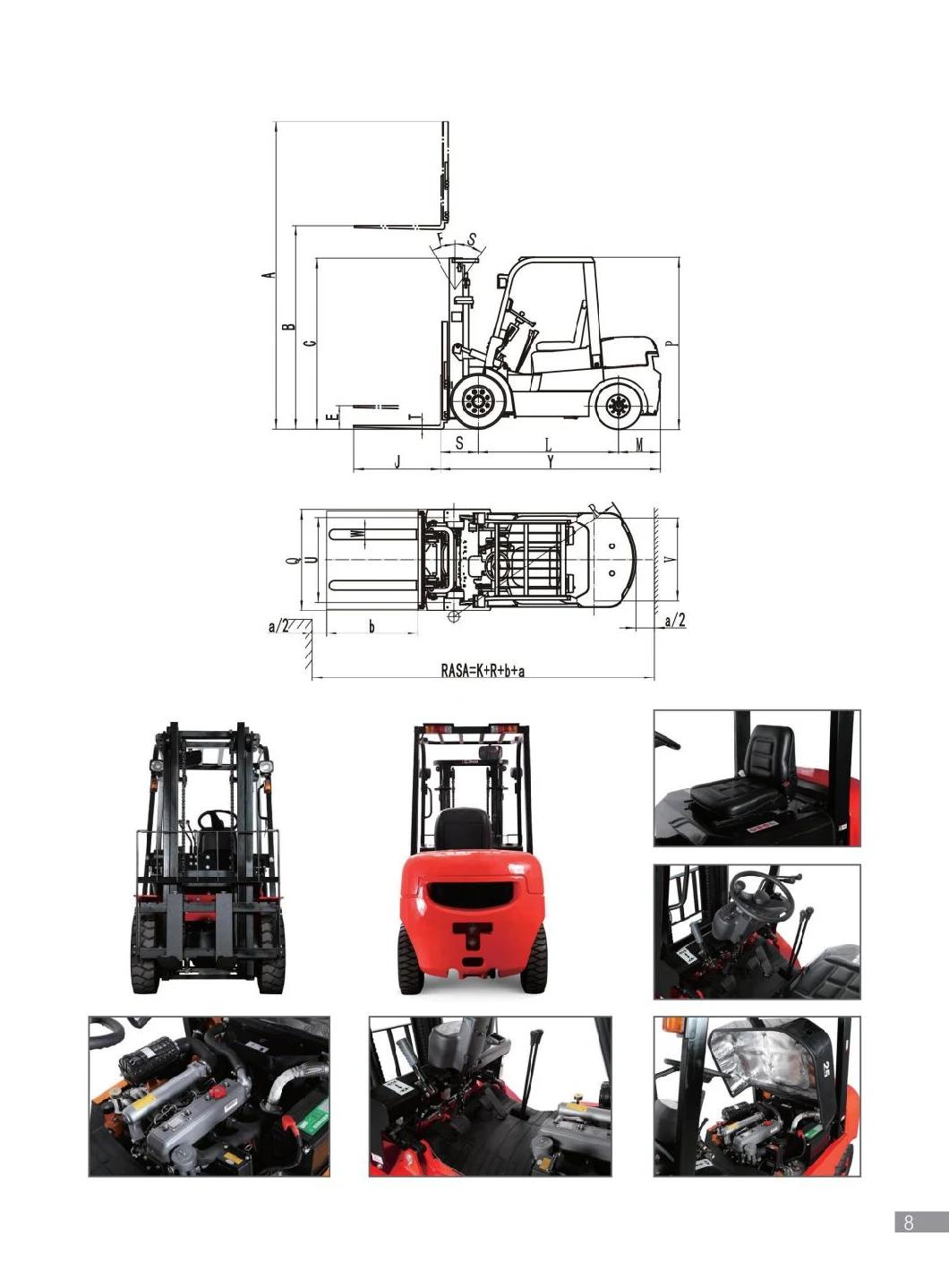 Jeakue 2ton-5 Ton 4 Wheel Counterbalance Diesel Gasoline LPG Forklift Truck with Lifting Height 6meters