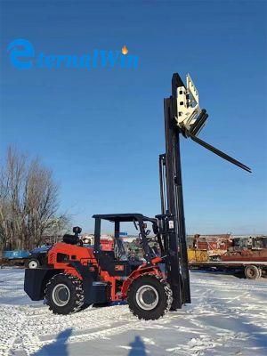 6000 mm 1 Speed Automatic Drive Diesel Fuel Solid Tyre 3.5 Ton Terrain Forklift