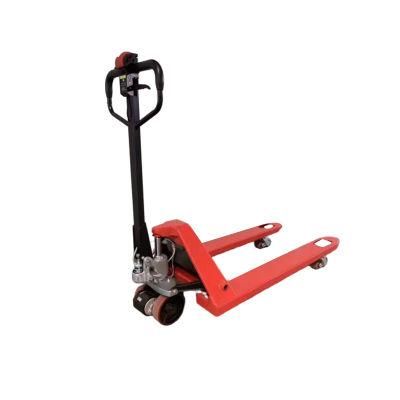 Rubber Handle Hydraulic Pump Semi Electric Pallet Truck with PU Wheel