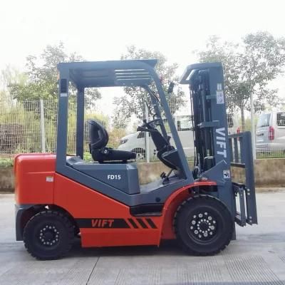 Shanghai Vift 1.8 T 1.5 T Small Ton Diesel Forklift Truck Lifting Height 3m-6m Side Shifter Fork Positioner