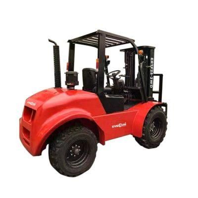 Everun Ertf25-2WD 2.5t China Factory Four Wheel Drive Diesel Forklift with CE Certificate