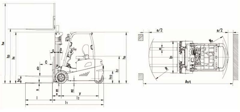 Economic Three Wheel 2ton Electric Forklift with Curtis Controller