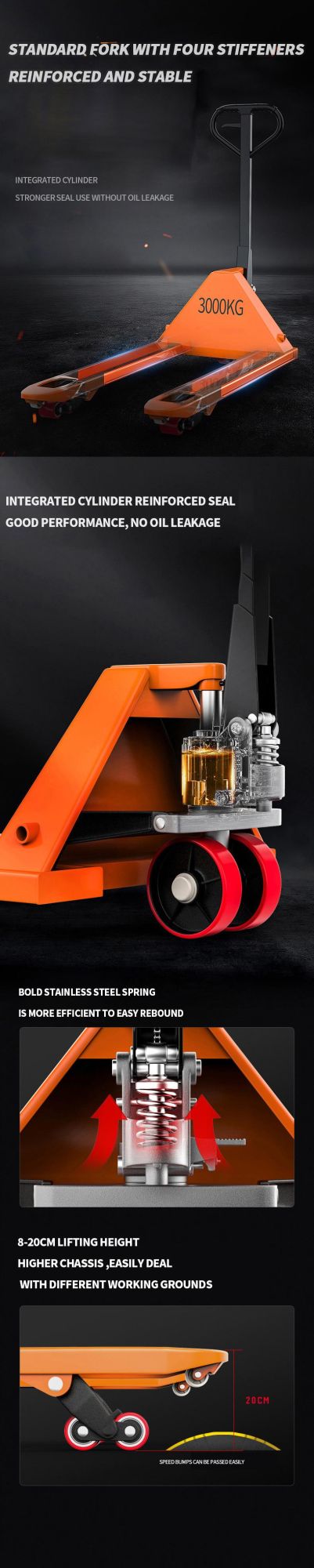 5000kg Rubber Wheel Hydraulic Hand Pallet Jack