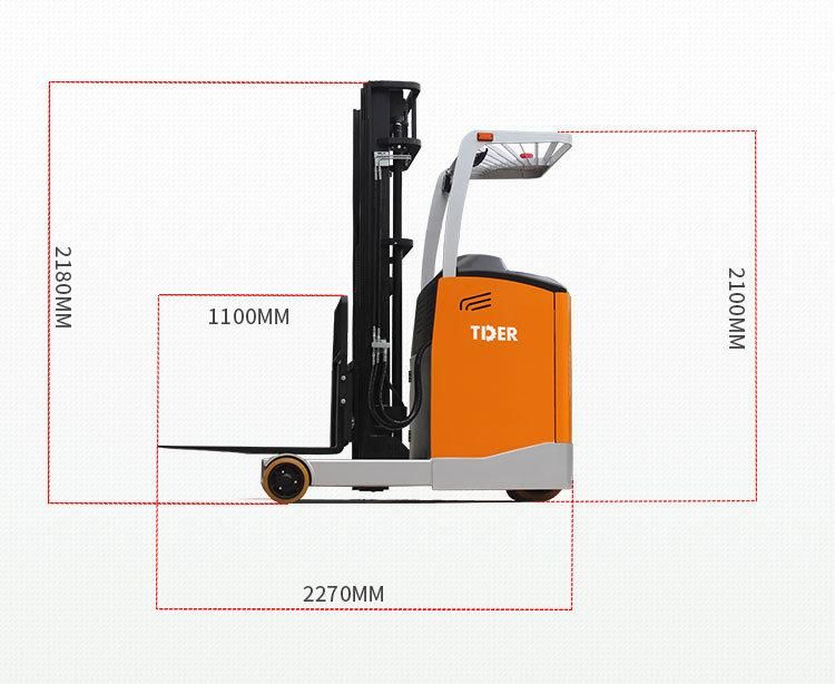 2022 Tder 1.5 Ton 2 Ton 2.5 Ton Electric Reach Forklift Narrow Rack Reach Stacker in Warehouse
