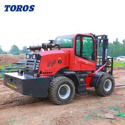 Factory Direct Sales Wholesale High Quality 3.5 Tons Cross-Country Reach Stacker Rough Diesel Forklift Price of Forklift