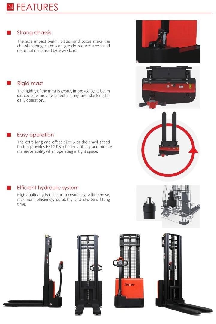 1.2ton 1200kg Electric Electric Battery Powered Walkie Type Flexible Stacker Pallet Trucks