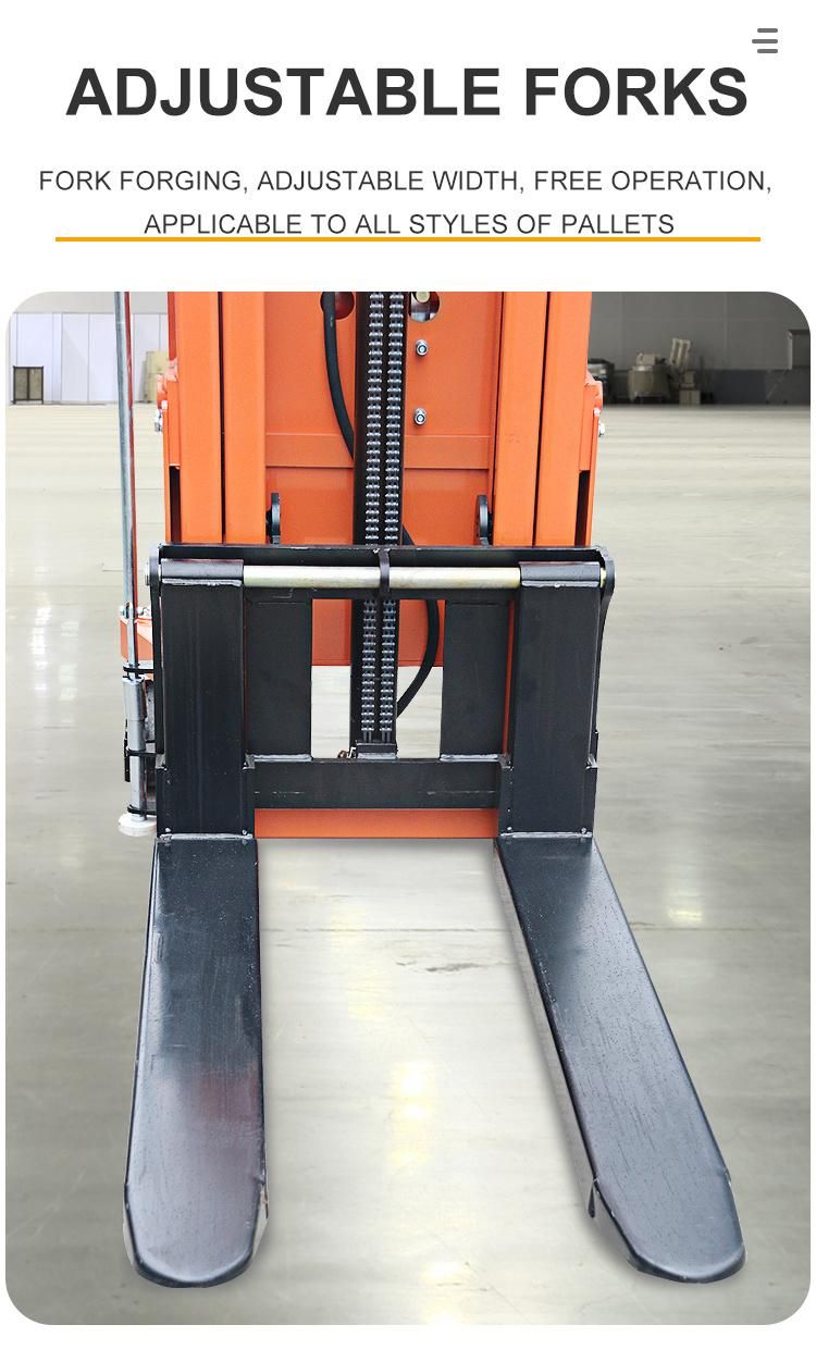 2000kg 2ton 4400lbs Semi Electric Stacker Semi Electric Stacker Lift Straddle Stacker