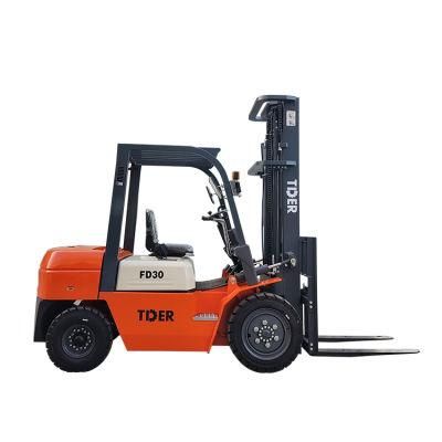 Tder Good Quality New Optional Japanese Engine 3 Ton Diesel Forklift Chinese Diesel Forklift 3tons Fd30 with CE ISO EPA