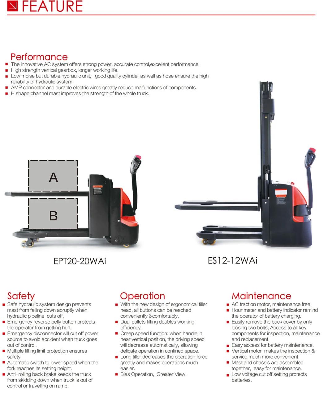 1.2t Long-Tiller Design Doubles Working Efficiency Electric Stacker
