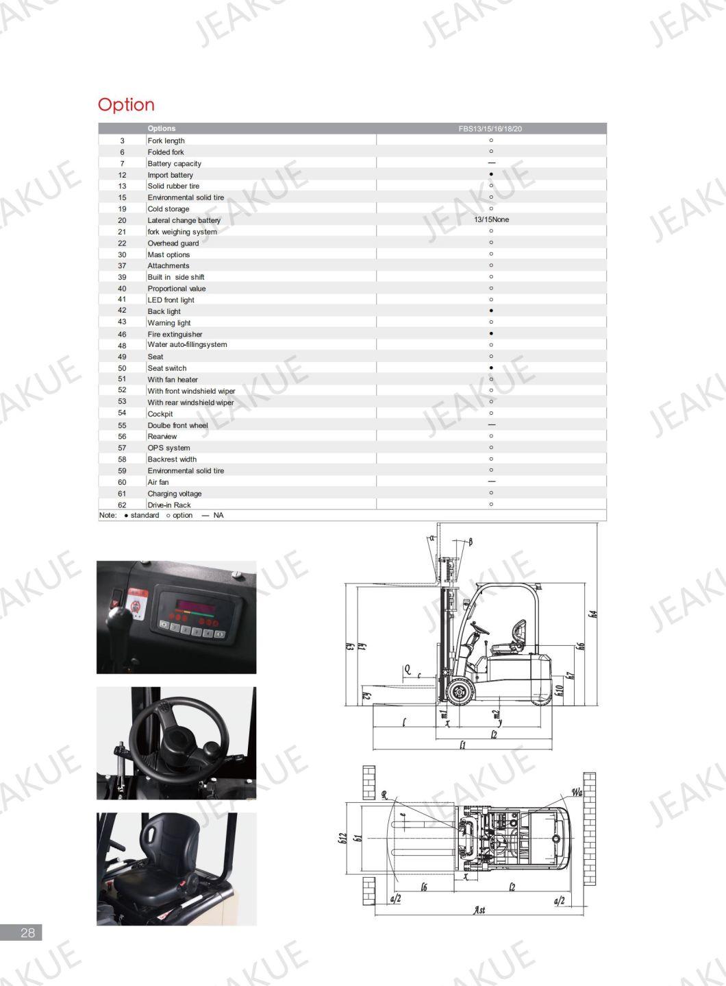 1300 Kg 1500 Kg 1600 Kg1800 Kg 2000 Kg Top Match Three Wheels Battery Forklift