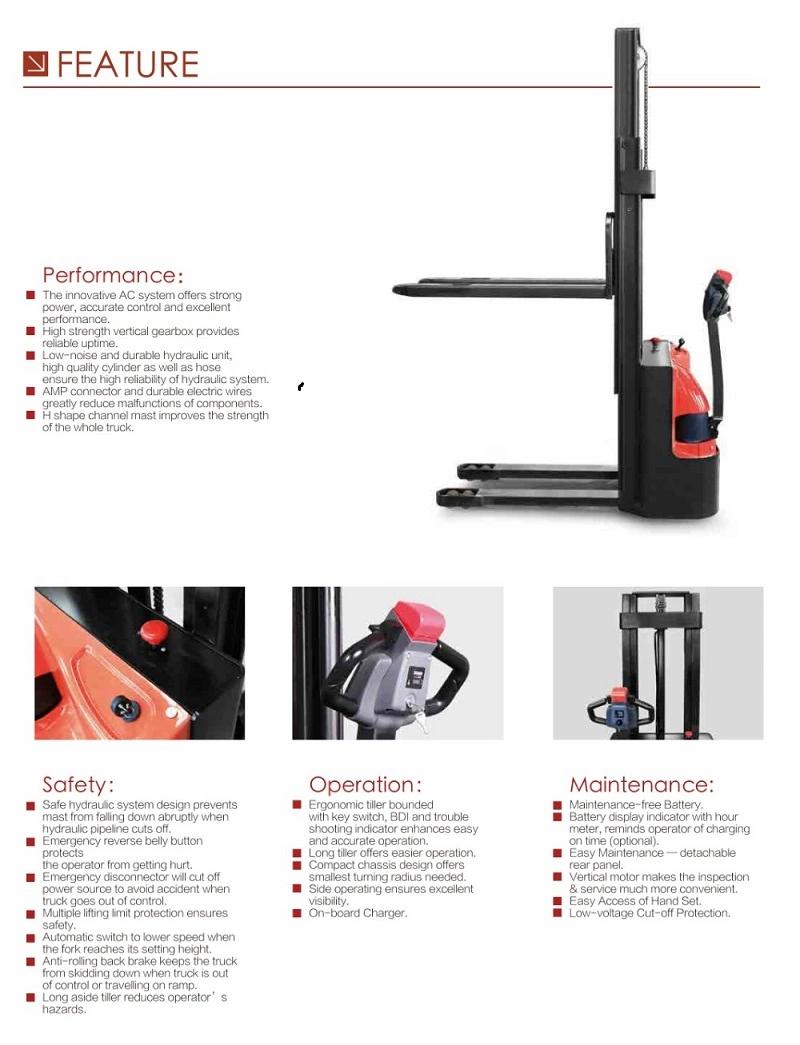 1.5 Ton Electric Walkie Stacker with Smallest Turning Radius Es15-15es