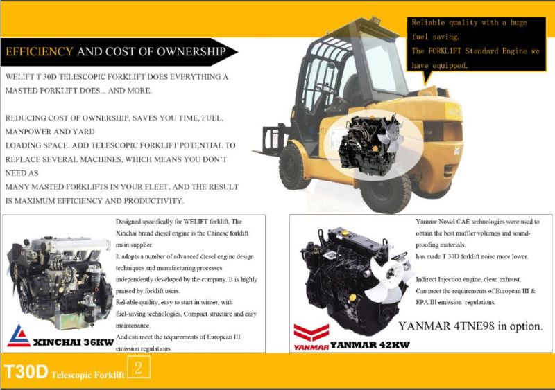 Mini China Brand 2-3ton Telescopic Diesel Forklift Telehandler for Sale with Rotator