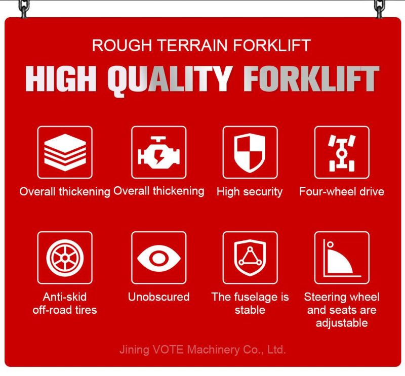 Safe and Reliable 2 to 10 Ton Lifting Height Rough Terrain Forklift Side Shift